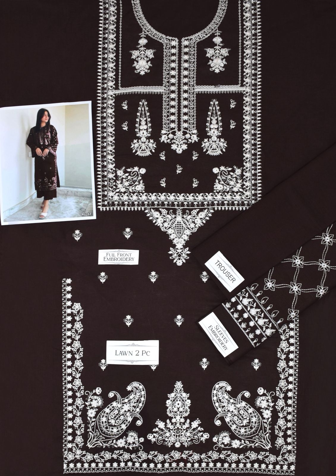 Embroidered 2Pc Lawn Unstitched Summer Dress