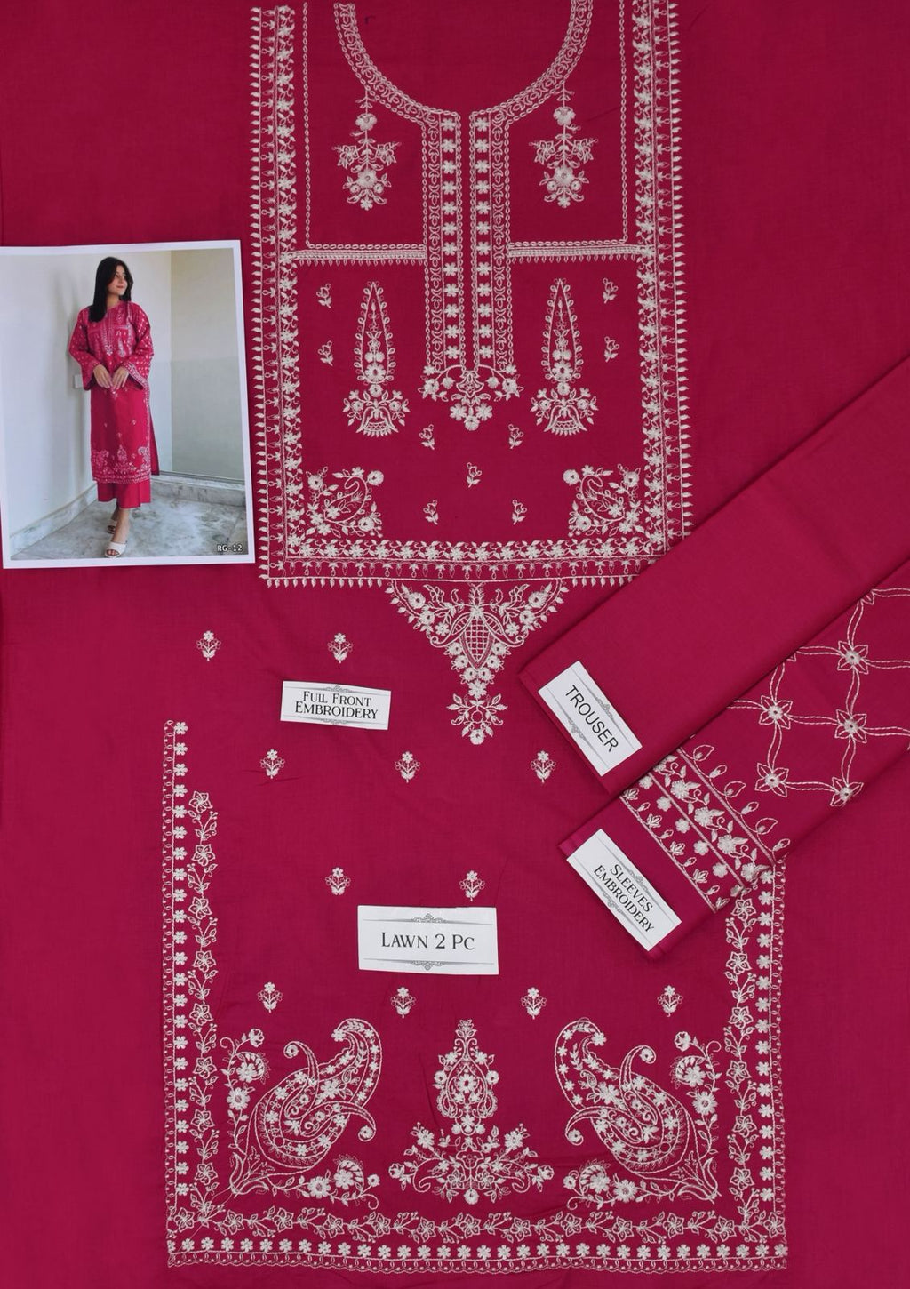 Embroidered 2Pc Lawn Unstitched Summer Dress