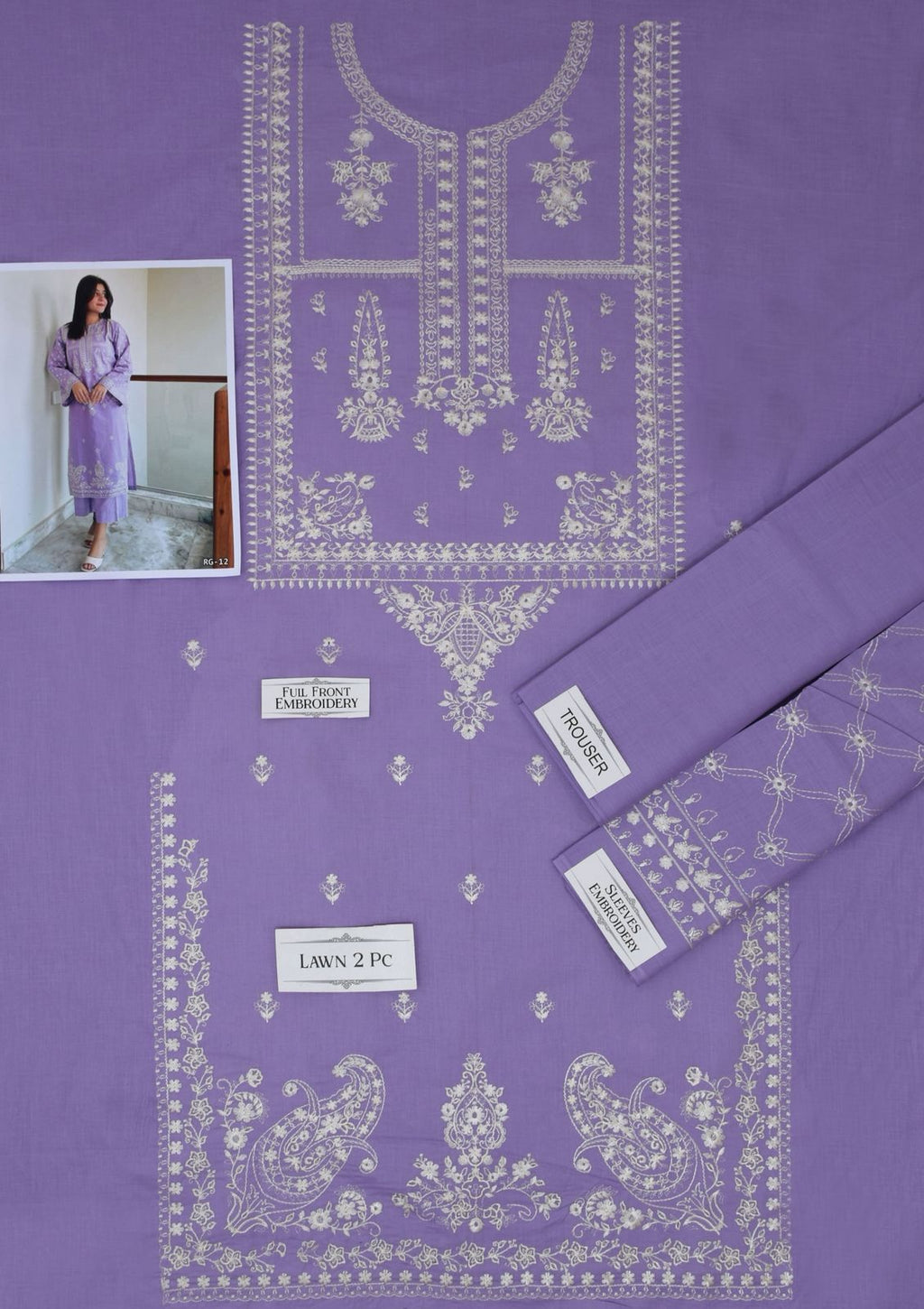 Embroidered 2Pc Lawn Unstitched Summer Dress