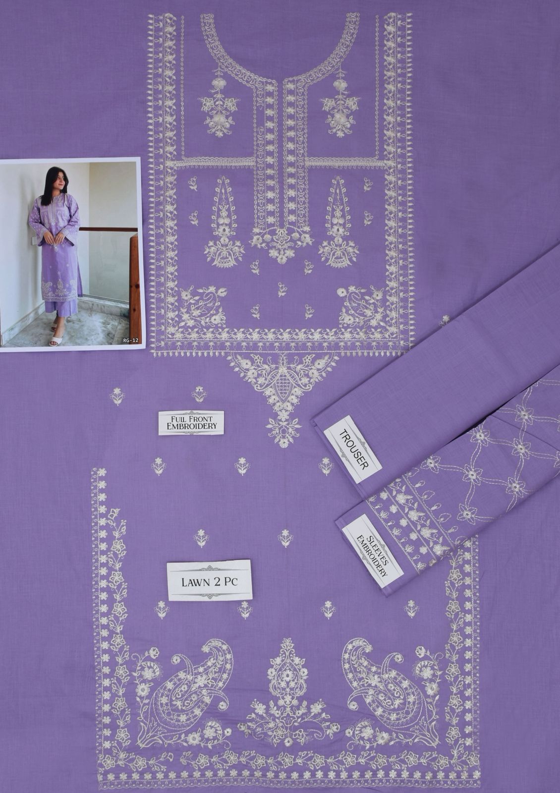 Embroidered 2Pc Lawn Unstitched Summer Dress