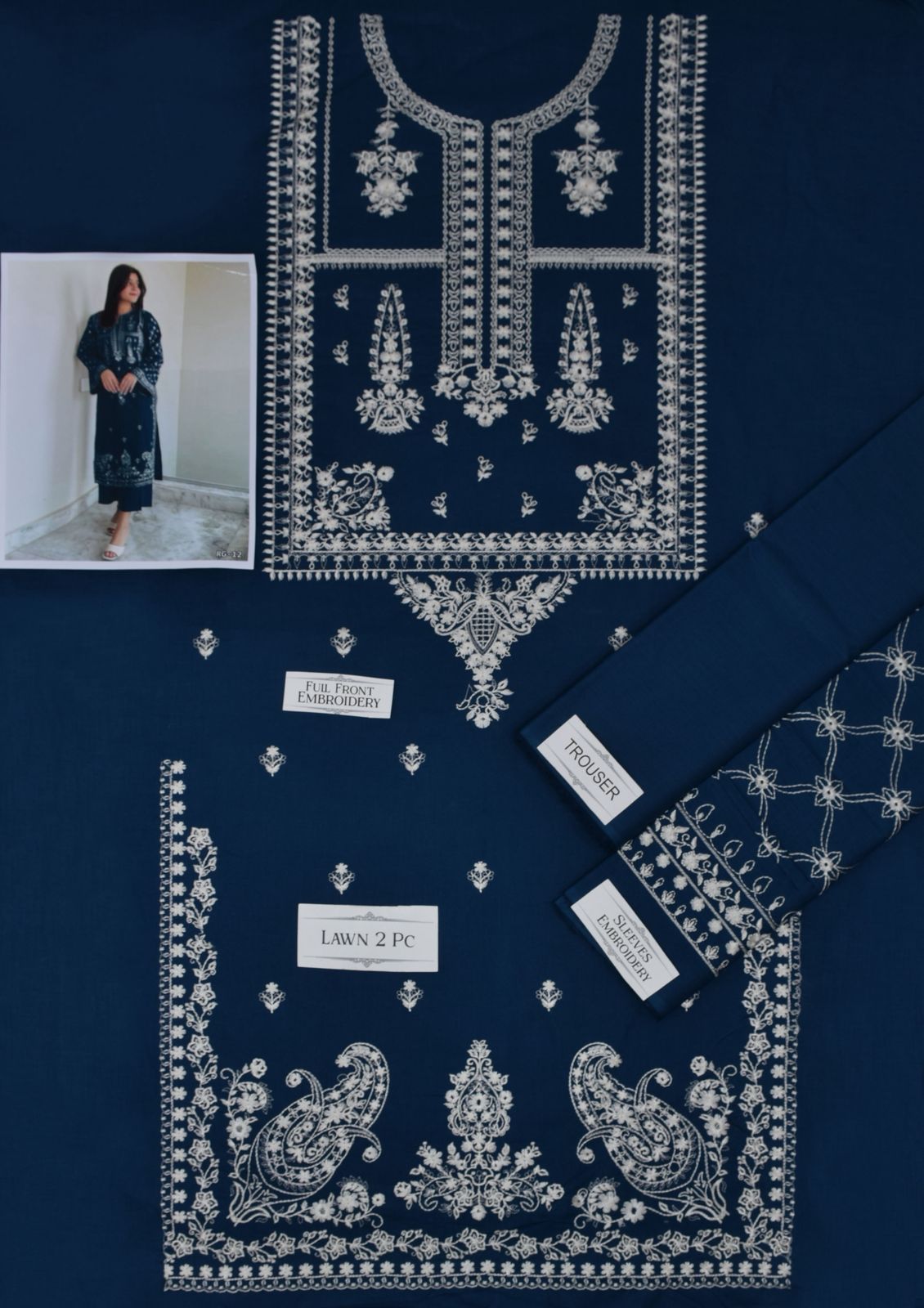 Embroidered 2Pc Lawn Unstitched Summer Dress