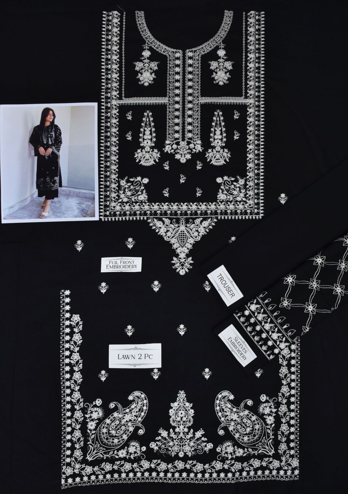 Embroidered 2Pc Lawn Unstitched Summer Dress