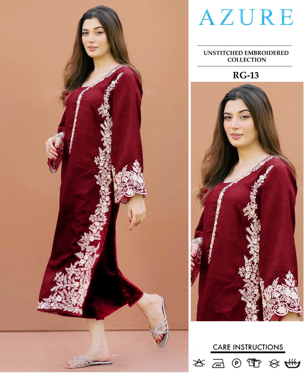 Embroidered 2Pc Lawn Unstitched Summer Dress