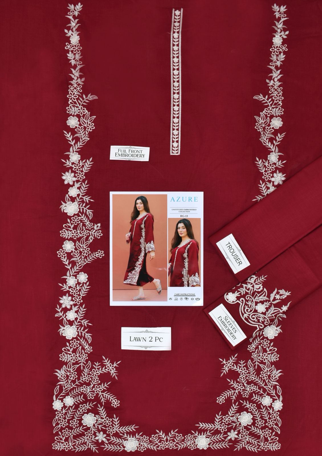 Embroidered 2Pc Lawn Unstitched Summer Dress