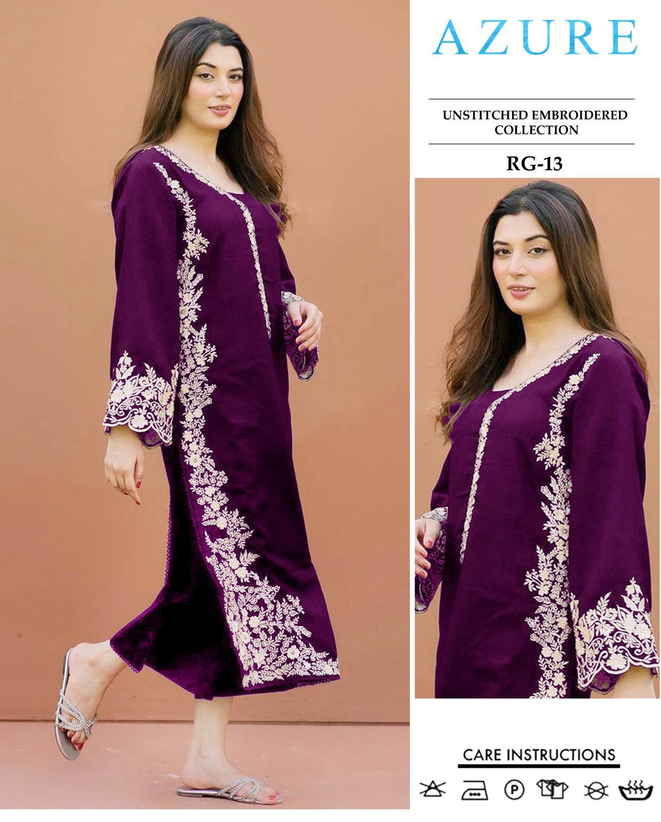 Embroidered 2Pc Lawn Unstitched Summer Dress