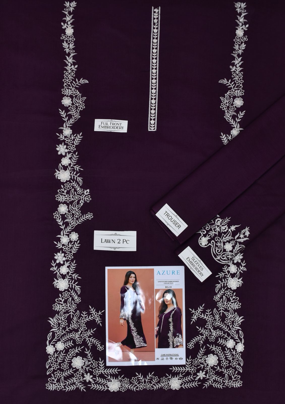 Embroidered 2Pc Lawn Unstitched Summer Dress