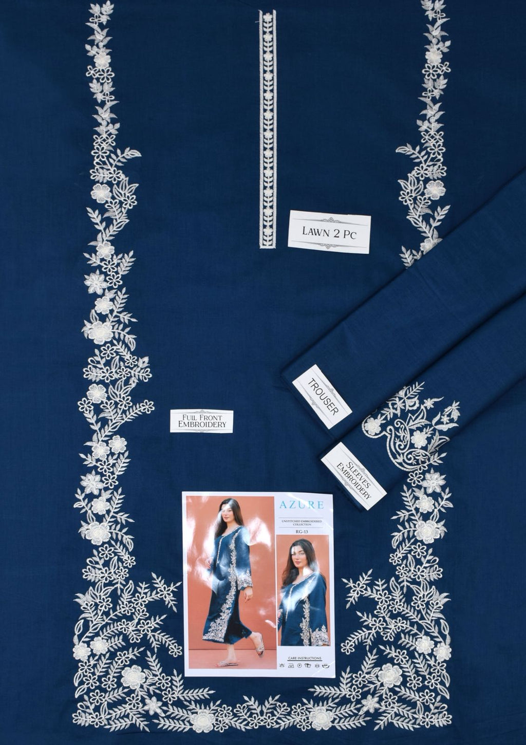 Embroidered 2Pc Lawn Unstitched Summer Dress