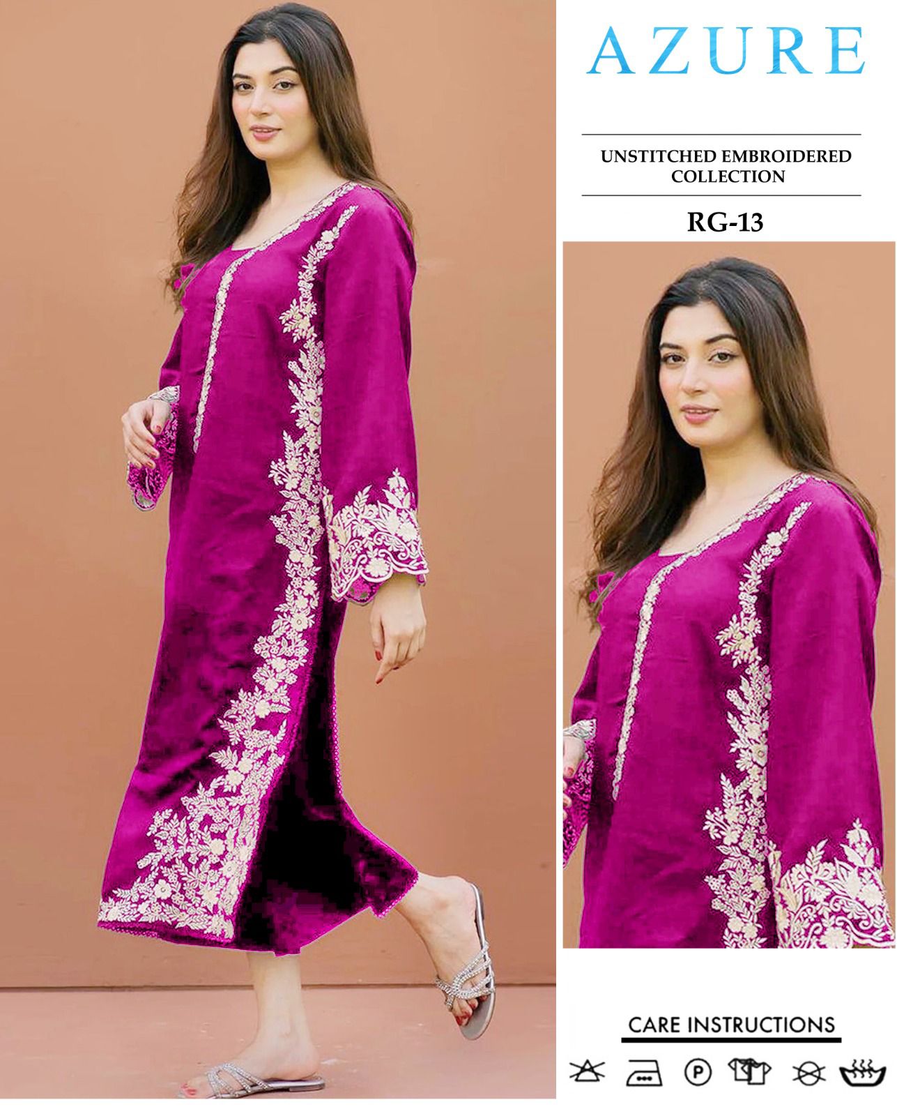 Embroidered 2Pc Lawn Unstitched Summer Dress