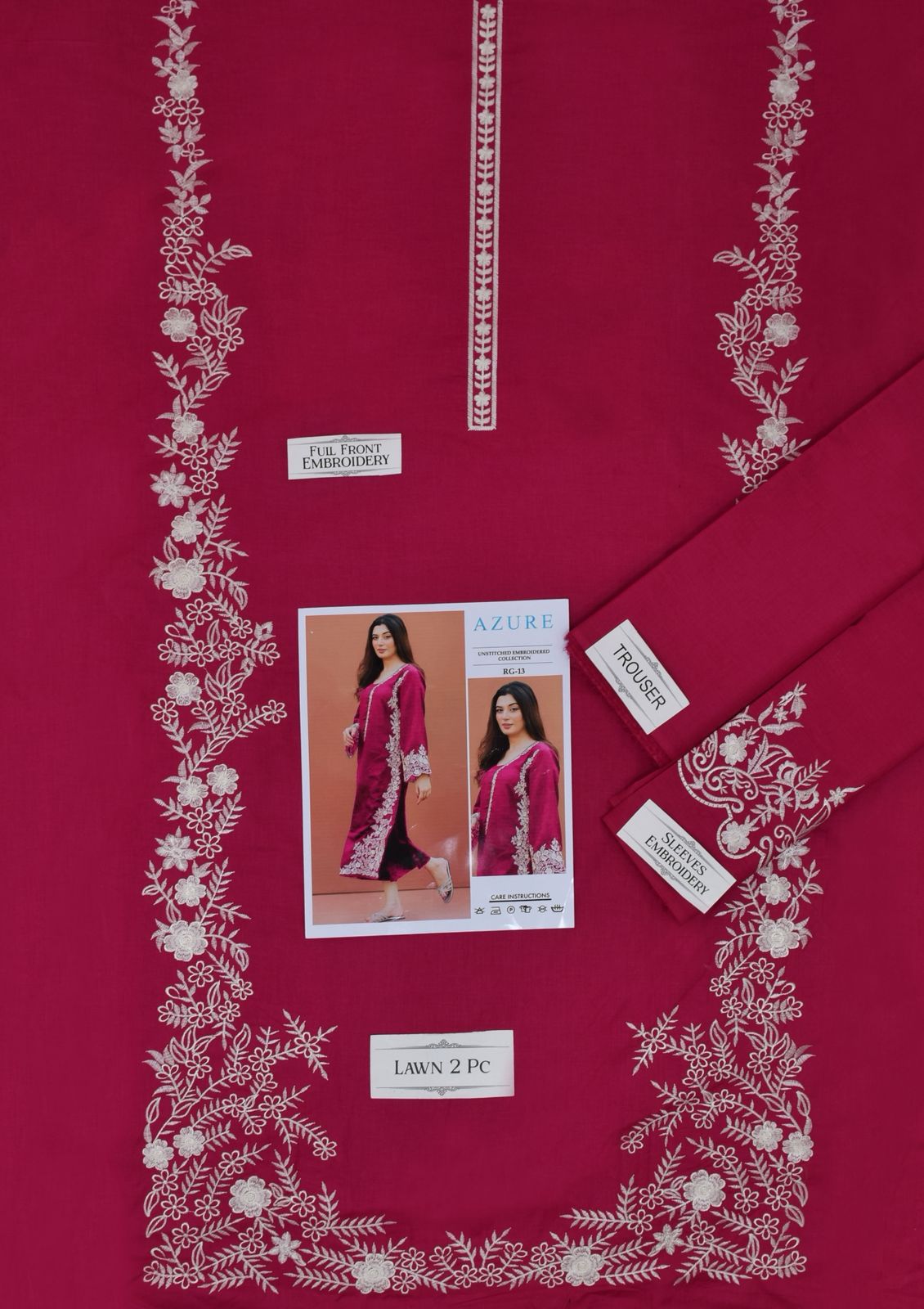 Embroidered 2Pc Lawn Unstitched Summer Dress