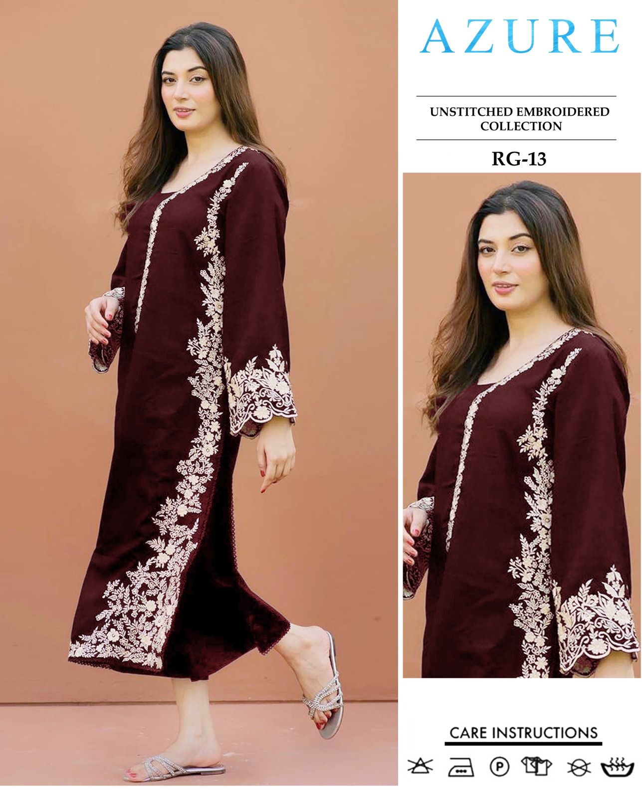 Embroidered 2Pc Lawn Unstitched Summer Dress