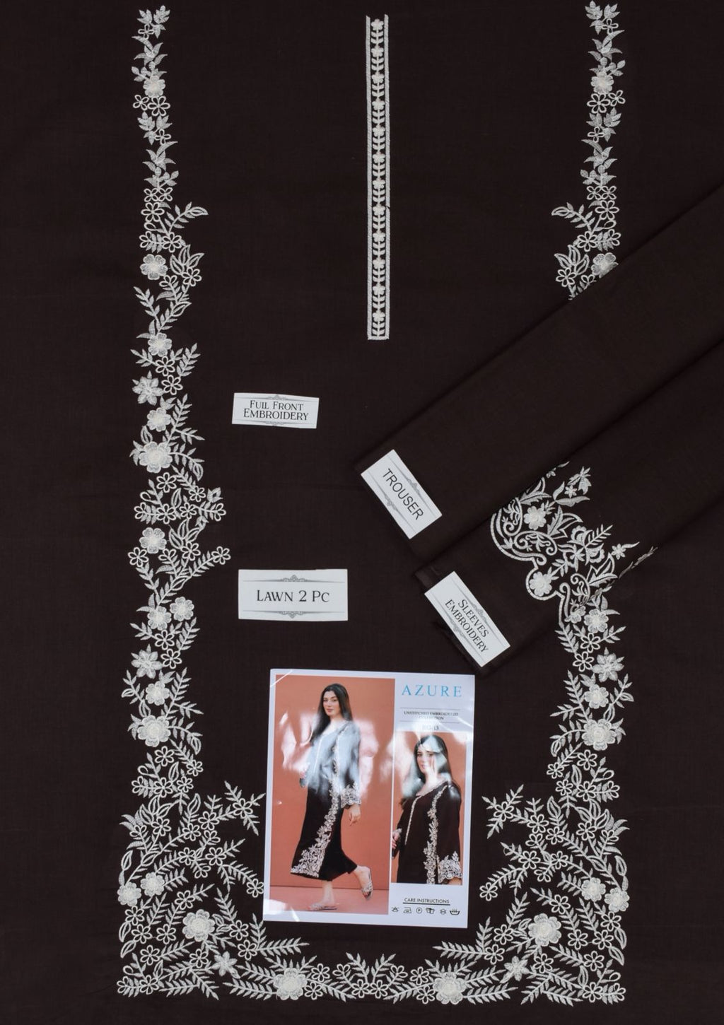 Embroidered 2Pc Lawn Unstitched Summer Dress