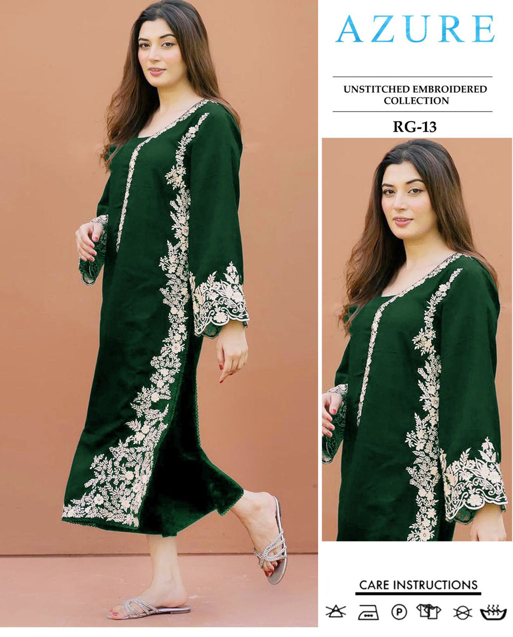 Embroidered 2Pc Lawn Unstitched Summer Dress