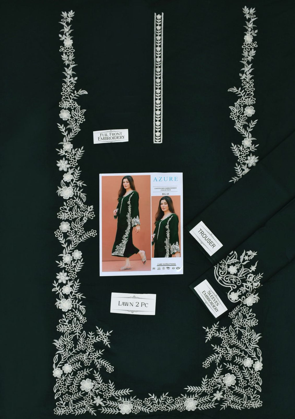 Embroidered 2Pc Lawn Unstitched Summer Dress