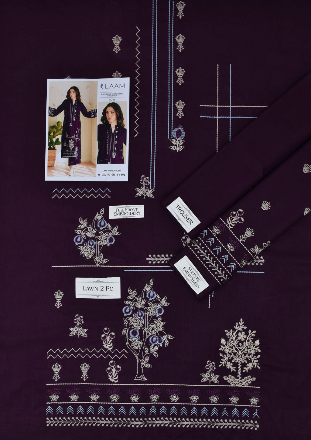 Embroidered 2Pc Lawn Unstitched Summer Dress