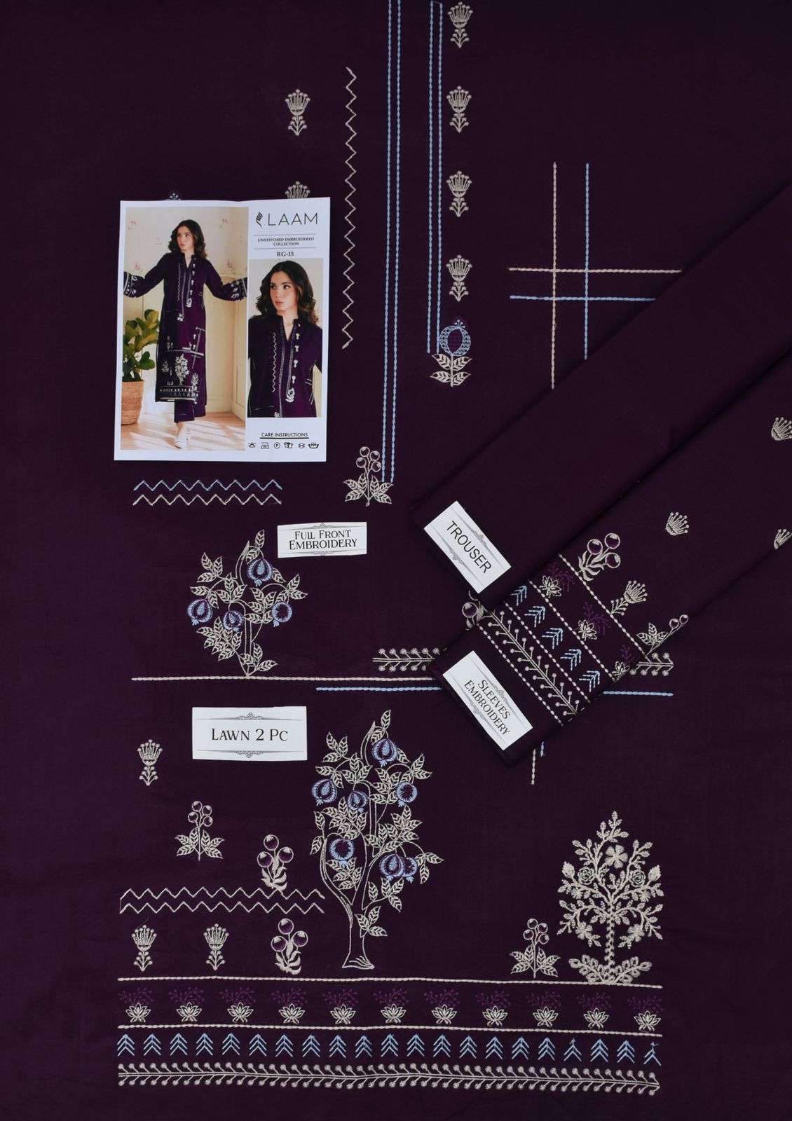 Embroidered 2Pc Lawn Unstitched Summer Dress