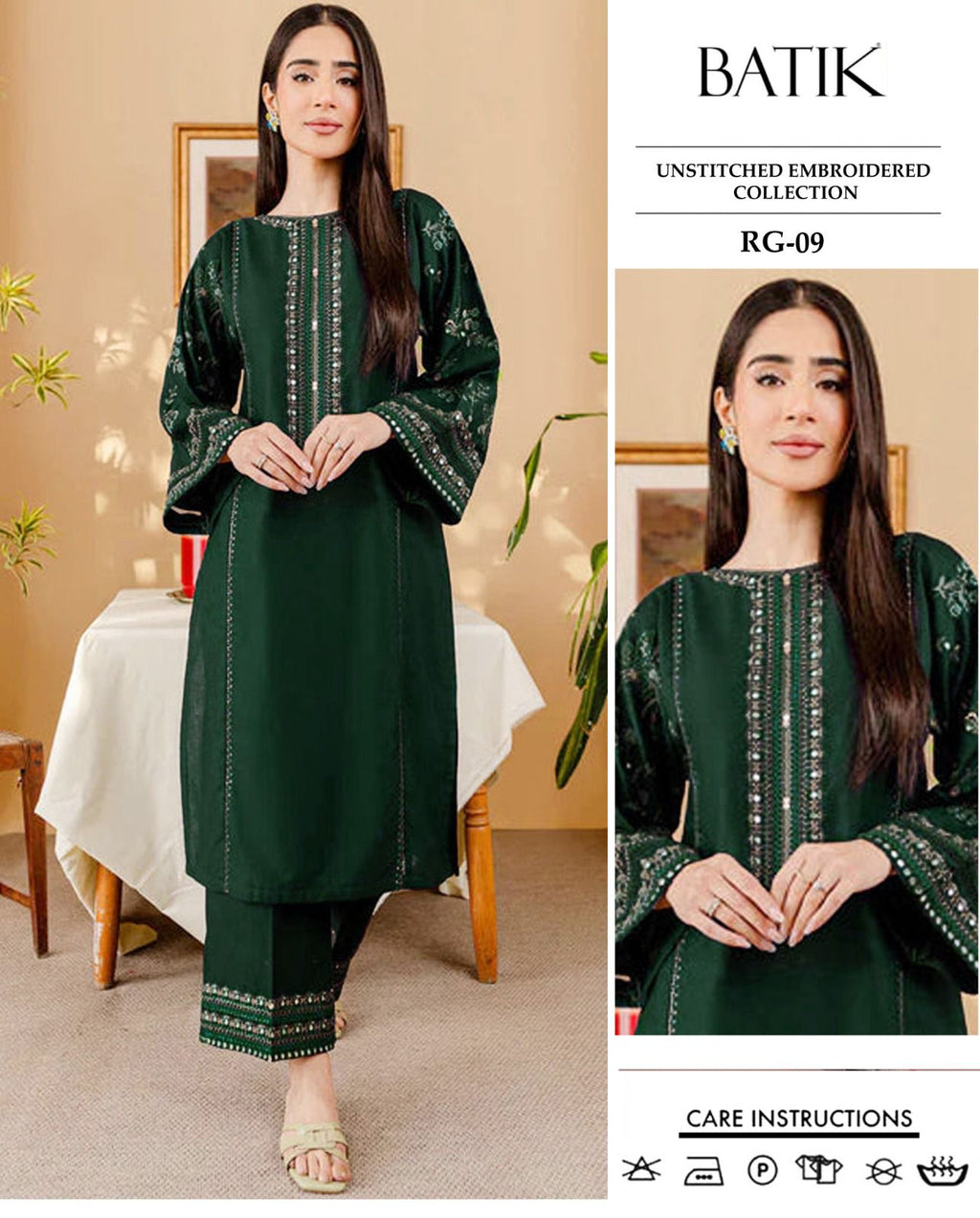 Embroidered 2Pc Lawn Unstitched Summer Dress