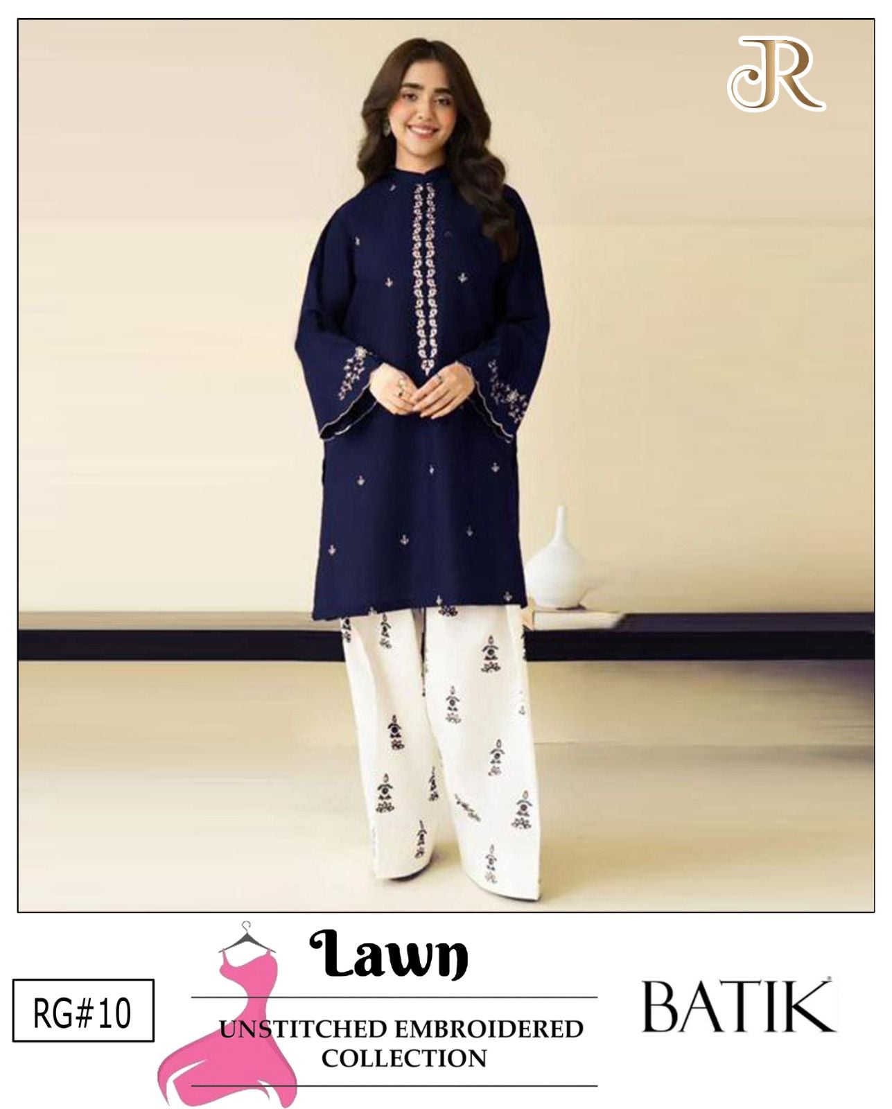 Embroidered 2Pc Lawn Unstitched Summer Dress