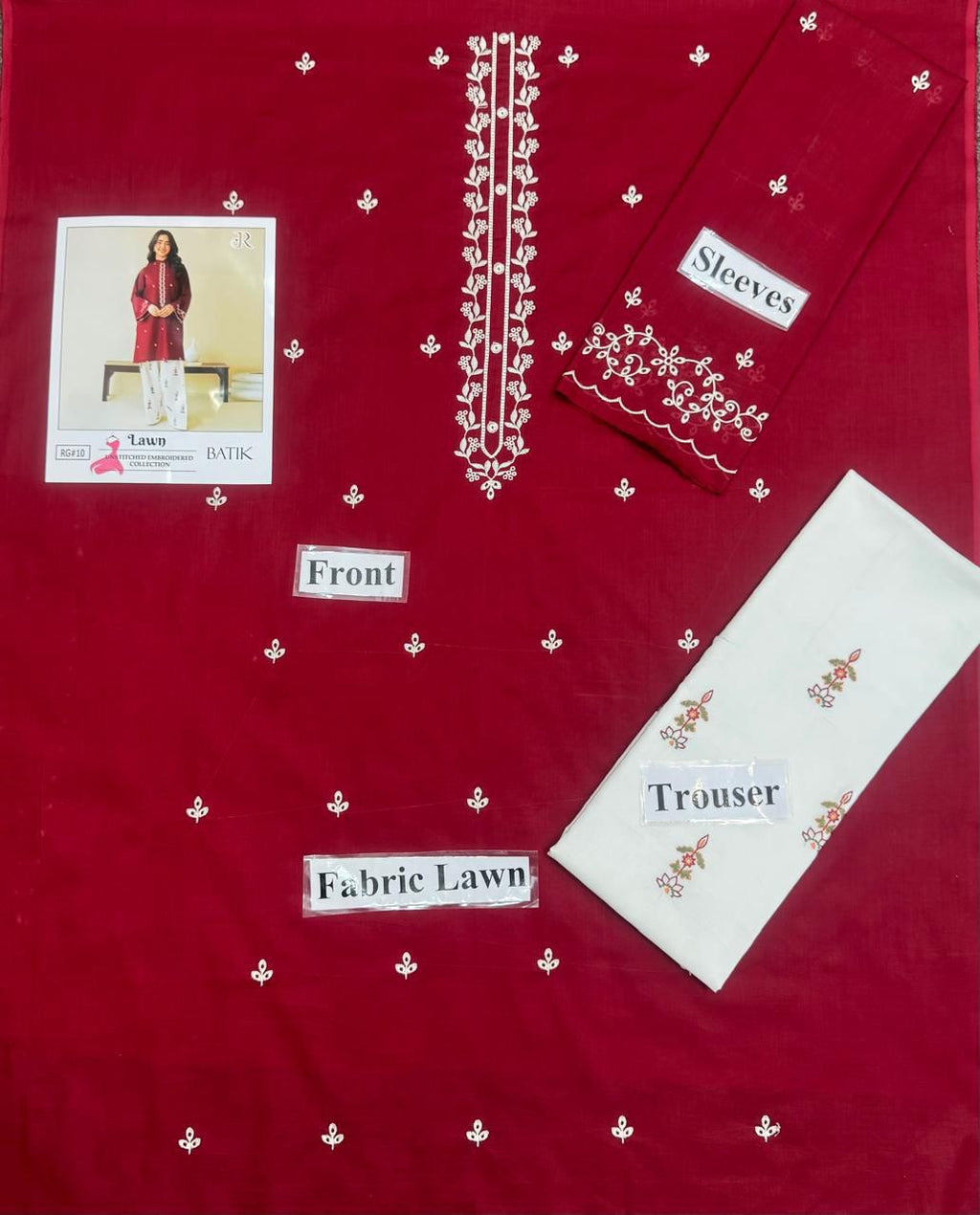 Embroidered 2Pc Lawn Unstitched Summer Dress