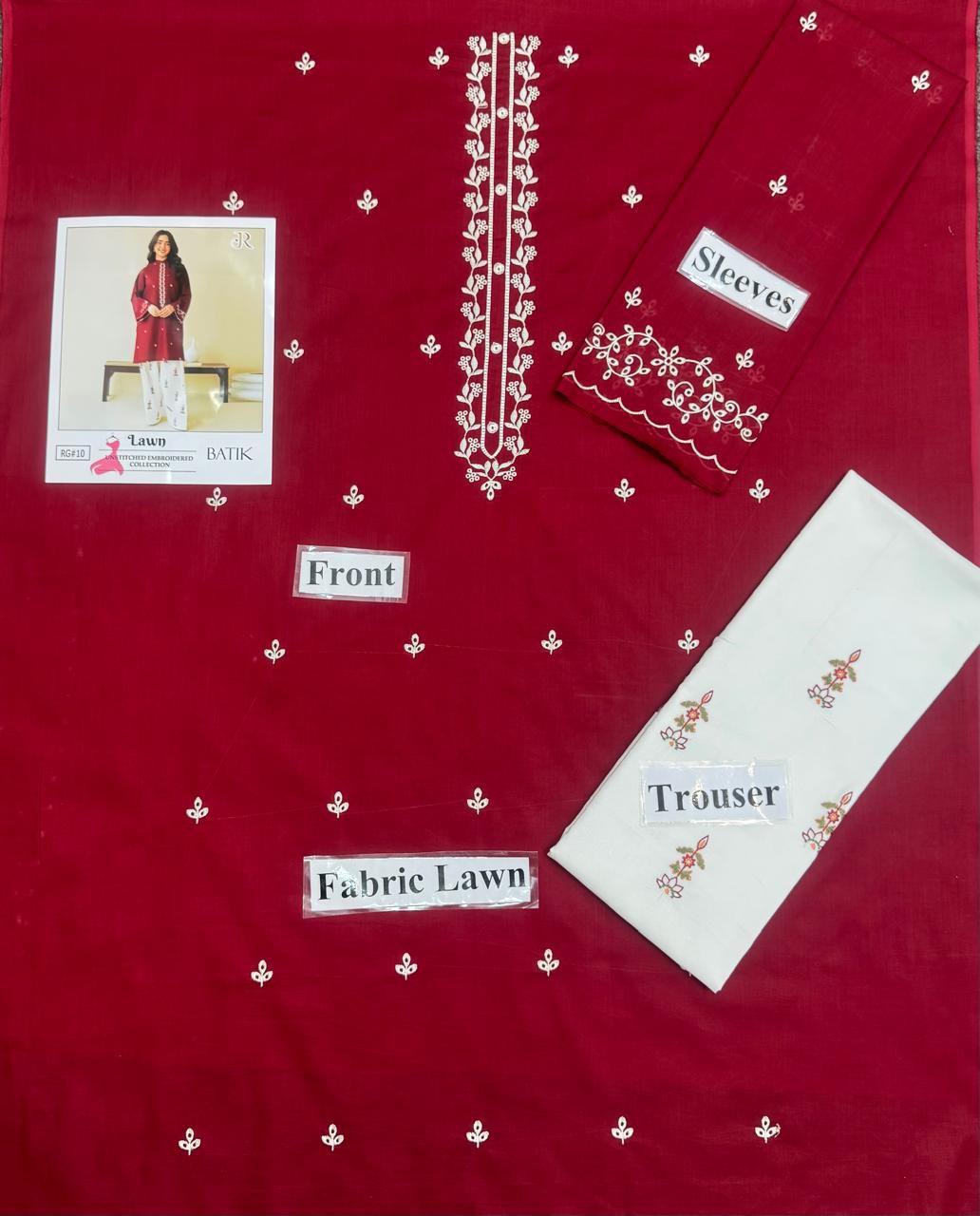 Embroidered 2Pc Lawn Unstitched Summer Dress