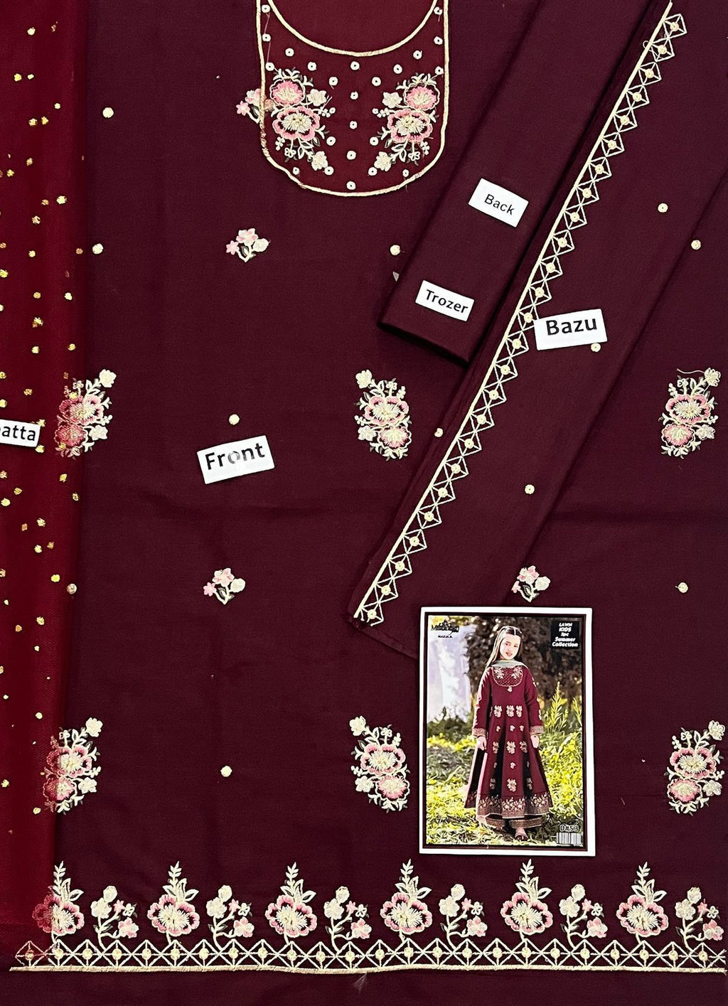 Kids Summer 3Pc Embroidered Lawn Dress – Soft & Comfortable