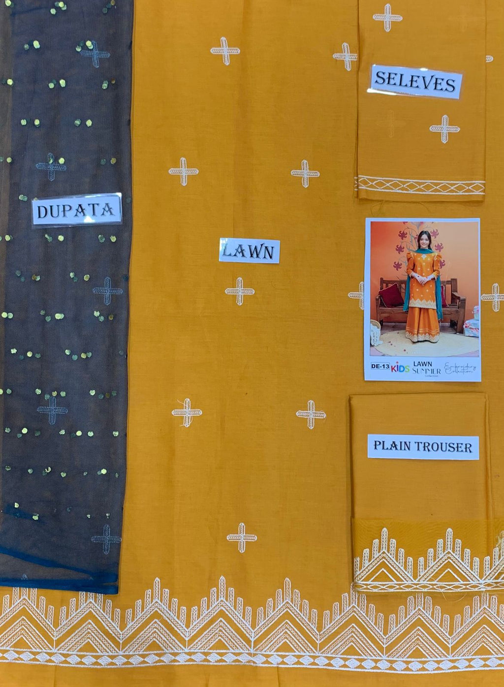 Kids Summer 3Pc Embroidered Lawn Dress – Soft & Comfortable