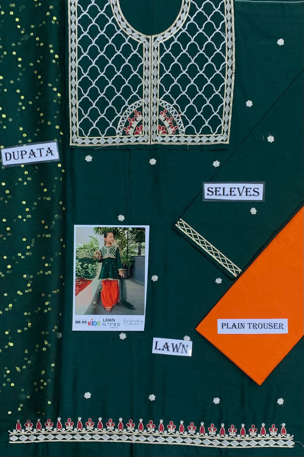 Kids Summer 3Pc Embroidered Lawn Dress – Soft & Comfortable