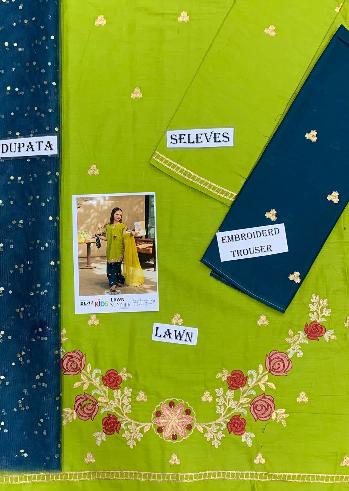 Kids Summer 3Pc Embroidered Lawn Dress – Soft & Comfortable