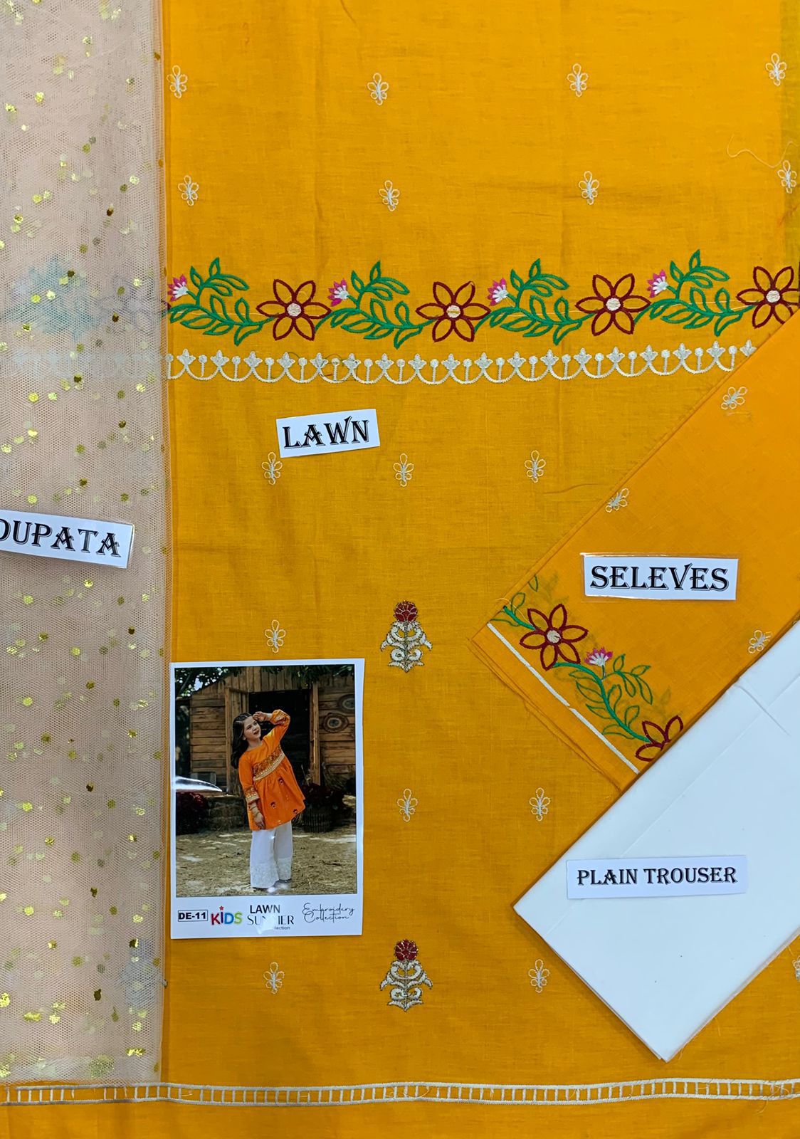 Kids Summer 3Pc Embroidered Lawn Dress – Soft & Comfortable