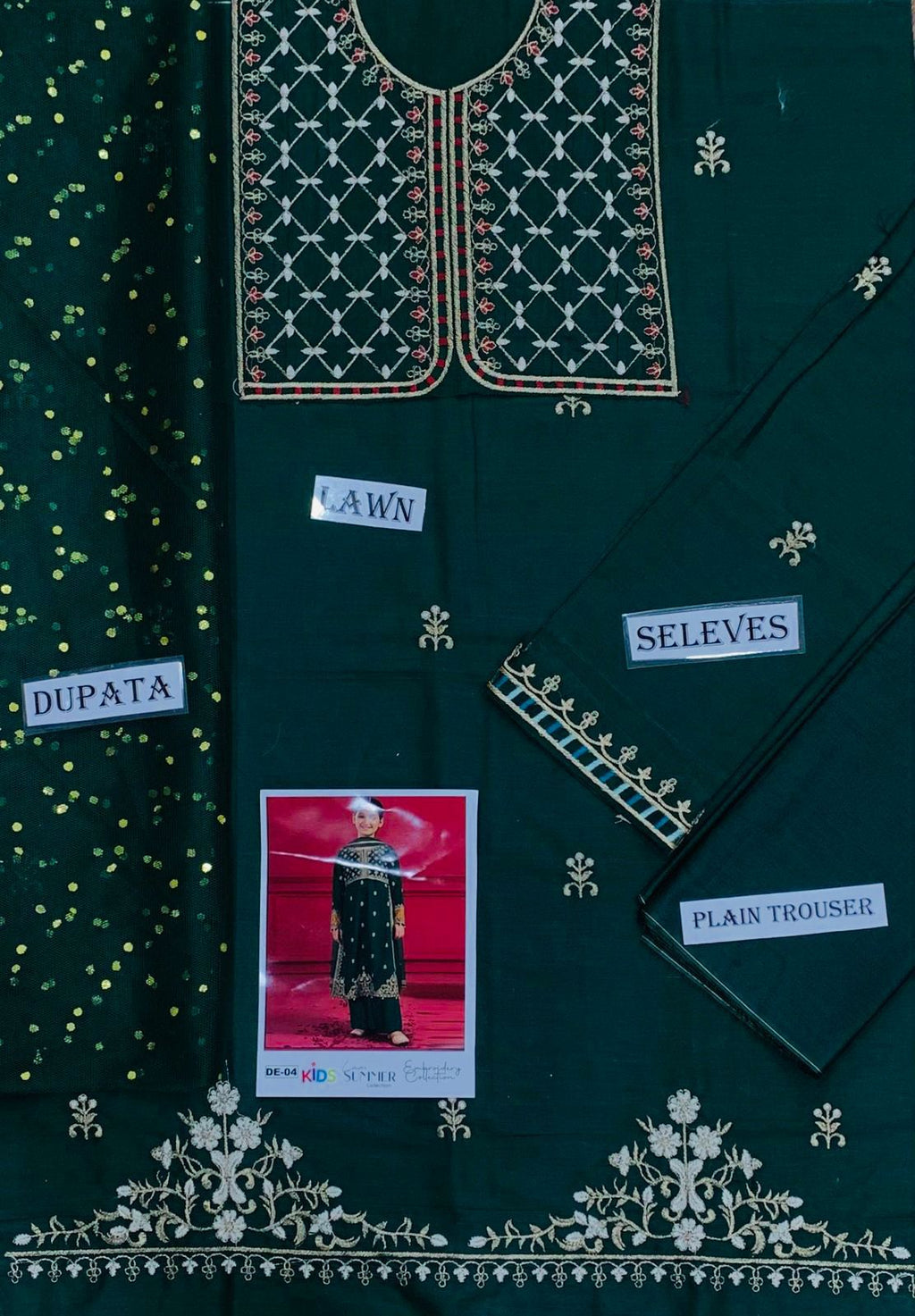 Kids Summer 3Pc Embroidered Lawn Dress – Soft & Comfortable