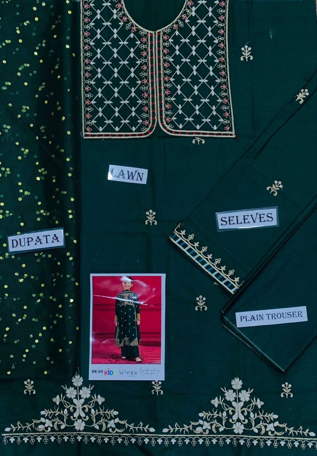 Kids Summer 3Pc Embroidered Lawn Dress – Soft & Comfortable