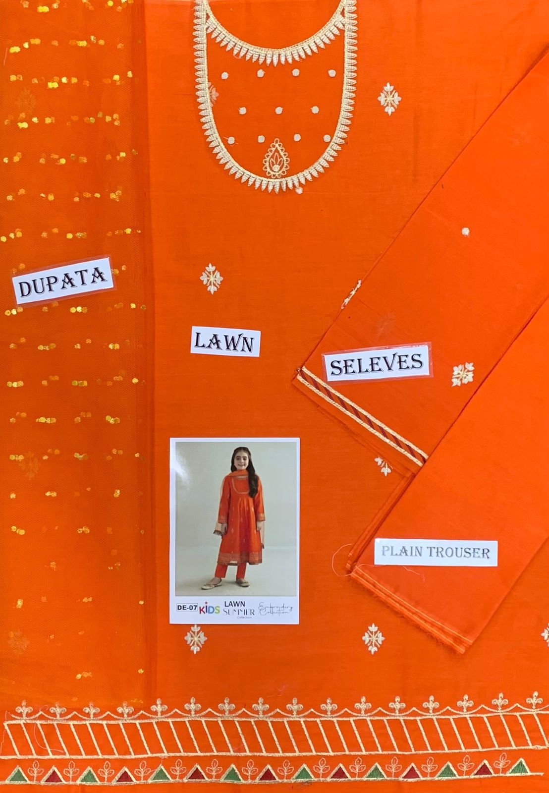 Kids Summer 3Pc Embroidered Lawn Dress – Soft & Comfortable