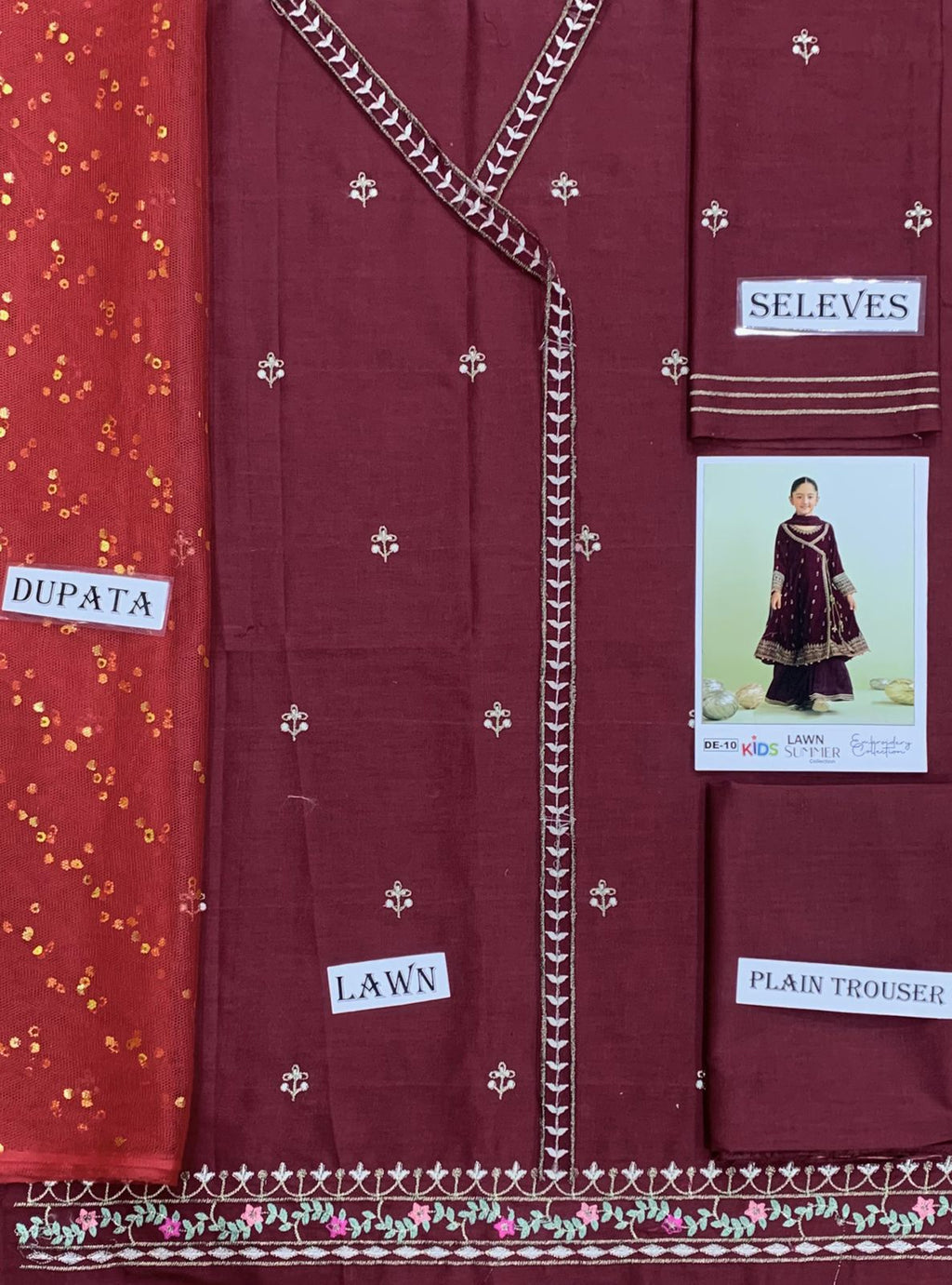 Kids Summer 3Pc Embroidered Lawn Dress – Soft & Comfortable