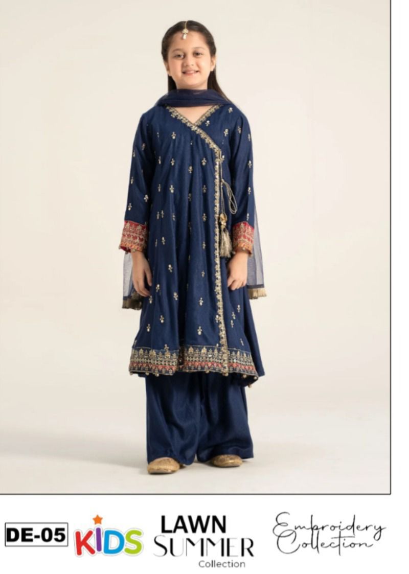 Kids Summer 3Pc Embroidered Lawn Dress – Soft & Comfortable