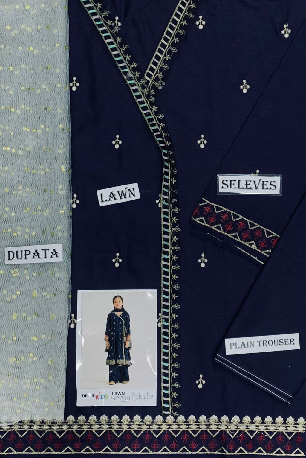 Kids Summer 3Pc Embroidered Lawn Dress – Soft & Comfortable