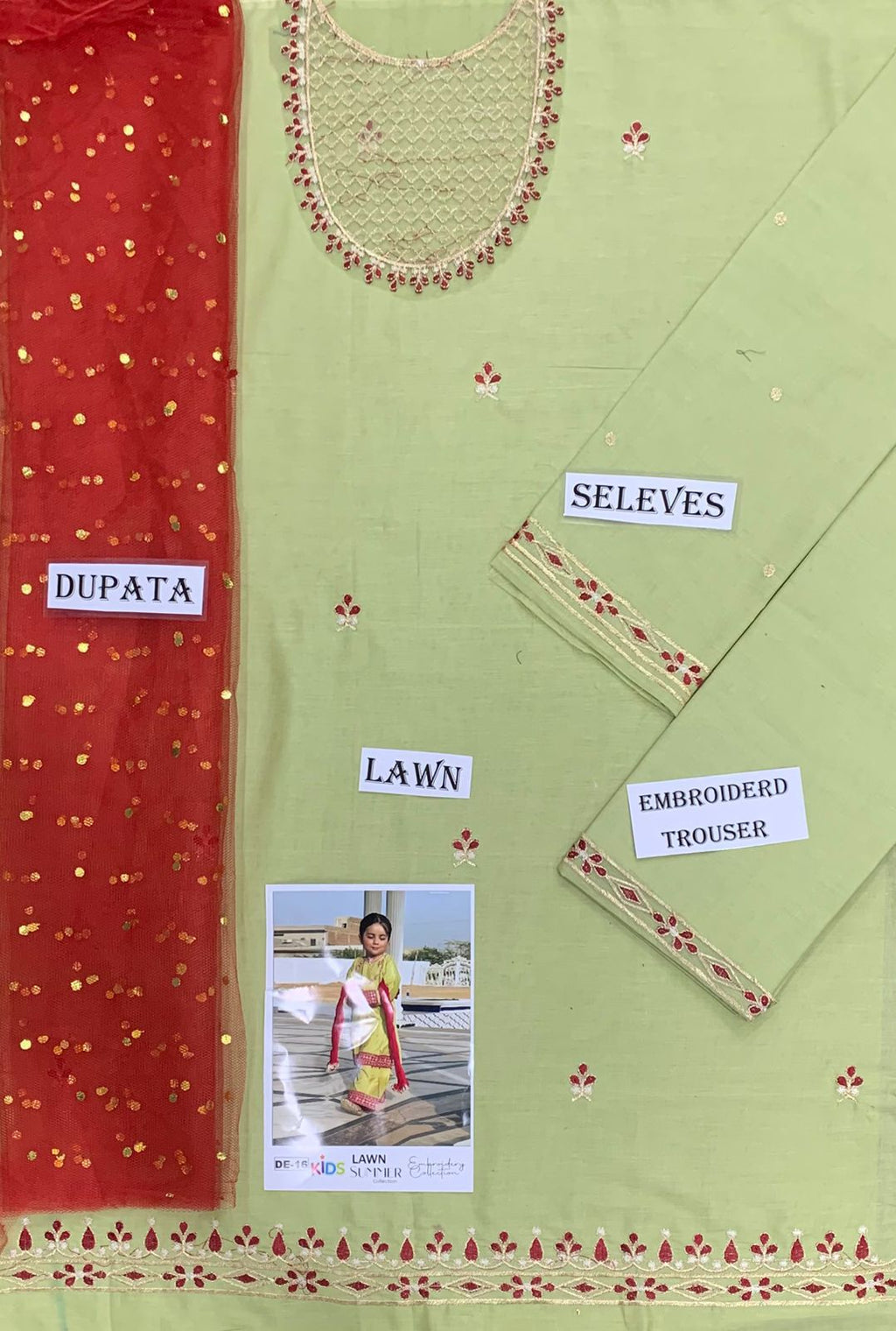 Kids Summer 3Pc Embroidered Lawn Dress – Soft & Comfortable