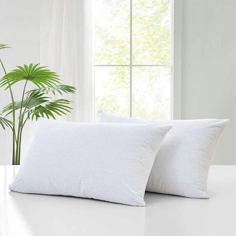 Pair Of Dyed Terry Towel Waterproof Pillow Covers- 4 Colors